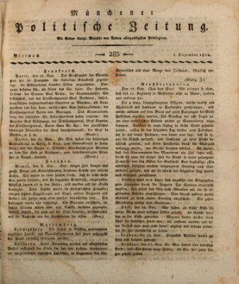 Münchener politische Zeitung (Süddeutsche Presse) Mittwoch 5. Dezember 1810