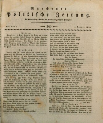 Münchener politische Zeitung (Süddeutsche Presse) Dienstag 11. Dezember 1810