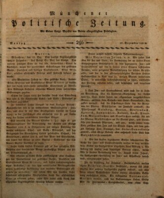 Münchener politische Zeitung (Süddeutsche Presse) Montag 17. Dezember 1810