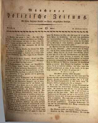 Münchener politische Zeitung (Süddeutsche Presse) Dienstag 15. Januar 1811