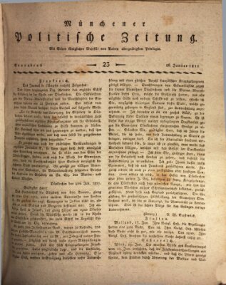 Münchener politische Zeitung (Süddeutsche Presse) Samstag 26. Januar 1811