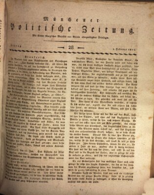 Münchener politische Zeitung (Süddeutsche Presse) Freitag 1. Februar 1811