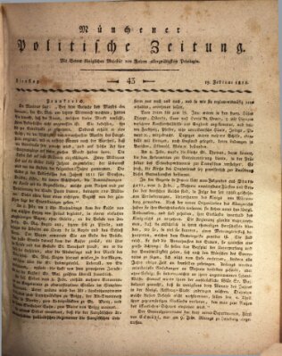 Münchener politische Zeitung (Süddeutsche Presse) Dienstag 19. Februar 1811