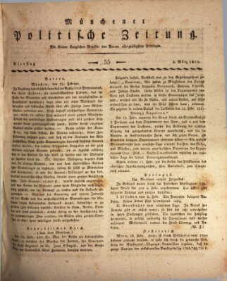 Münchener politische Zeitung (Süddeutsche Presse) Dienstag 5. März 1811