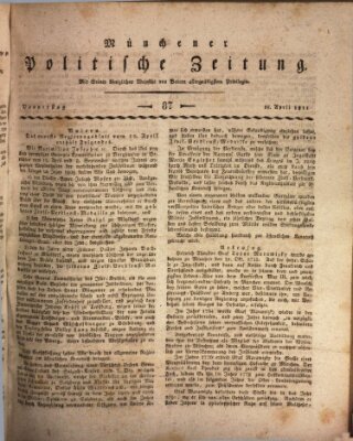 Münchener politische Zeitung (Süddeutsche Presse) Donnerstag 11. April 1811