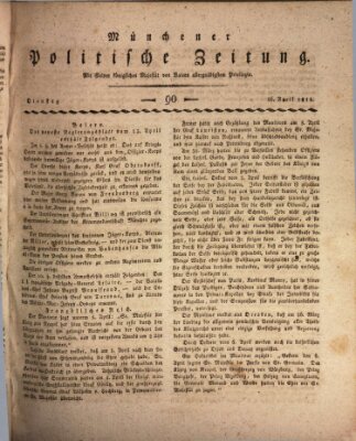 Münchener politische Zeitung (Süddeutsche Presse) Dienstag 16. April 1811