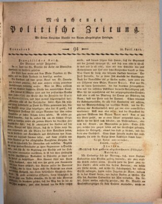 Münchener politische Zeitung (Süddeutsche Presse) Samstag 20. April 1811