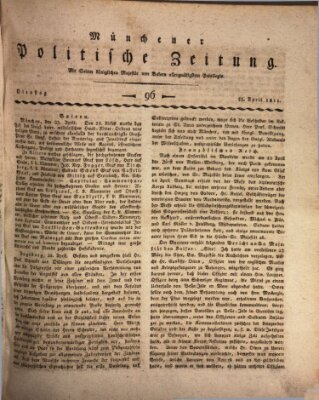 Münchener politische Zeitung (Süddeutsche Presse) Dienstag 23. April 1811