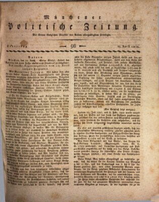 Münchener politische Zeitung (Süddeutsche Presse) Donnerstag 25. April 1811