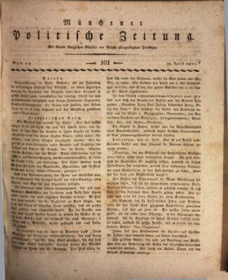 Münchener politische Zeitung (Süddeutsche Presse) Montag 29. April 1811