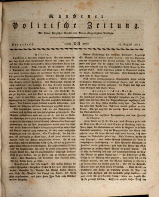 Münchener politische Zeitung (Süddeutsche Presse) Samstag 10. August 1811