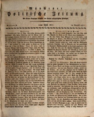 Münchener politische Zeitung (Süddeutsche Presse) Mittwoch 14. August 1811