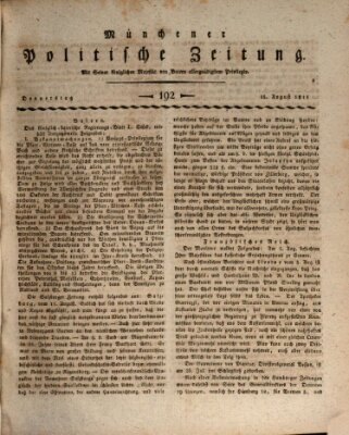 Münchener politische Zeitung (Süddeutsche Presse) Donnerstag 15. August 1811