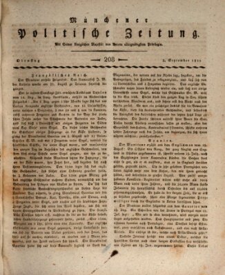 Münchener politische Zeitung (Süddeutsche Presse) Dienstag 3. September 1811