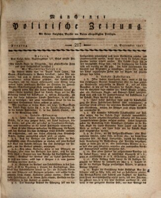 Münchener politische Zeitung (Süddeutsche Presse) Freitag 13. September 1811