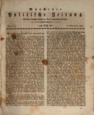 Münchener politische Zeitung (Süddeutsche Presse) Montag 16. September 1811