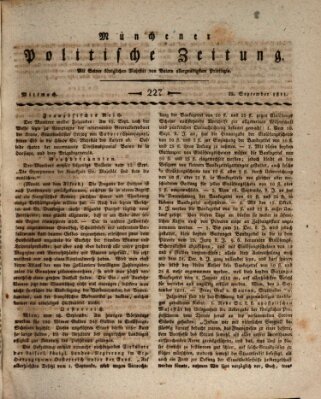 Münchener politische Zeitung (Süddeutsche Presse) Mittwoch 25. September 1811