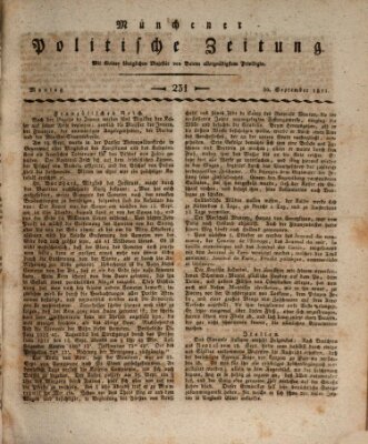 Münchener politische Zeitung (Süddeutsche Presse) Montag 30. September 1811