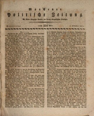 Münchener politische Zeitung (Süddeutsche Presse) Donnerstag 3. Oktober 1811