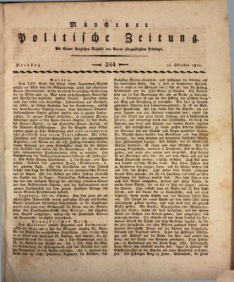 Münchener politische Zeitung (Süddeutsche Presse) Dienstag 15. Oktober 1811