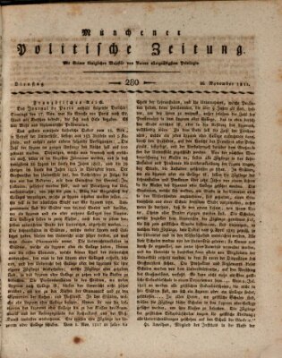 Münchener politische Zeitung (Süddeutsche Presse) Dienstag 26. November 1811