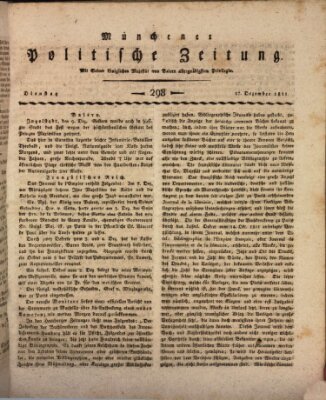 Münchener politische Zeitung (Süddeutsche Presse) Dienstag 17. Dezember 1811