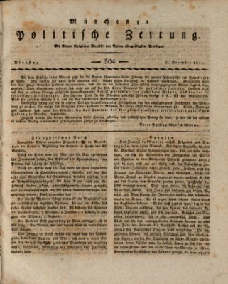 Münchener politische Zeitung (Süddeutsche Presse) Dienstag 24. Dezember 1811