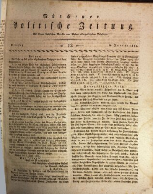 Münchener politische Zeitung (Süddeutsche Presse) Dienstag 14. Januar 1812