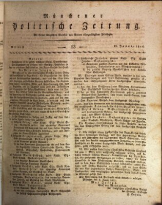 Münchener politische Zeitung (Süddeutsche Presse) Mittwoch 15. Januar 1812