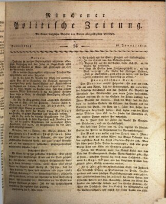 Münchener politische Zeitung (Süddeutsche Presse) Donnerstag 16. Januar 1812