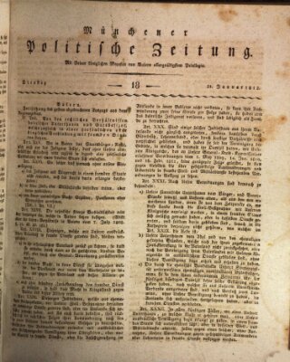 Münchener politische Zeitung (Süddeutsche Presse) Dienstag 21. Januar 1812