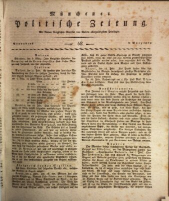 Münchener politische Zeitung (Süddeutsche Presse) Samstag 7. März 1812