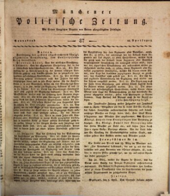 Münchener politische Zeitung (Süddeutsche Presse) Samstag 11. April 1812