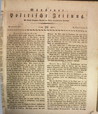 Münchener politische Zeitung (Süddeutsche Presse) Samstag 25. April 1812