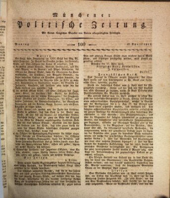 Münchener politische Zeitung (Süddeutsche Presse) Montag 27. April 1812