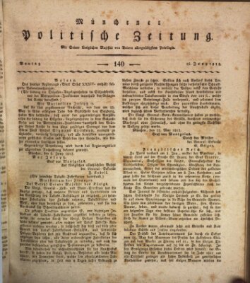 Münchener politische Zeitung (Süddeutsche Presse) Montag 15. Juni 1812