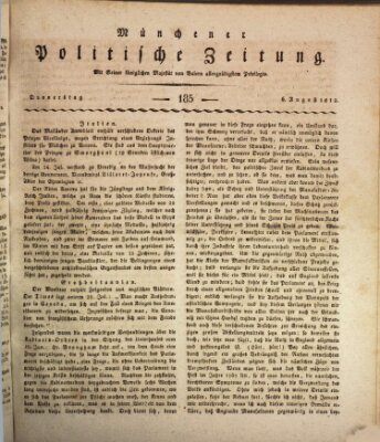 Münchener politische Zeitung (Süddeutsche Presse) Donnerstag 6. August 1812