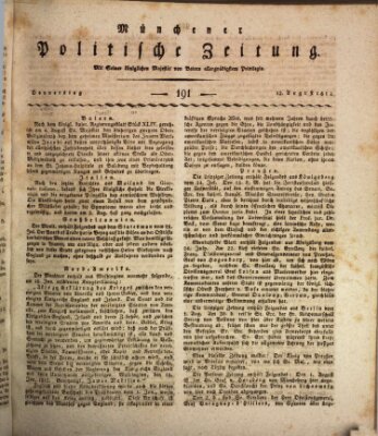 Münchener politische Zeitung (Süddeutsche Presse) Donnerstag 13. August 1812