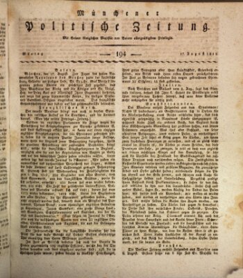 Münchener politische Zeitung (Süddeutsche Presse) Montag 17. August 1812