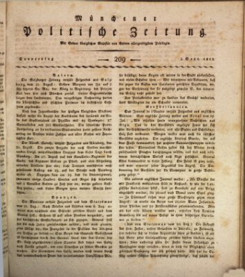 Münchener politische Zeitung (Süddeutsche Presse) Donnerstag 3. September 1812