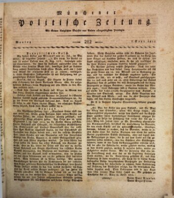 Münchener politische Zeitung (Süddeutsche Presse) Montag 7. September 1812