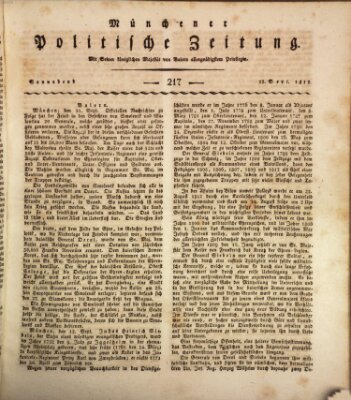 Münchener politische Zeitung (Süddeutsche Presse) Samstag 12. September 1812