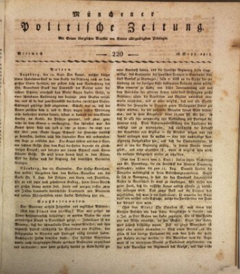 Münchener politische Zeitung (Süddeutsche Presse) Mittwoch 16. September 1812