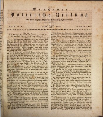 Münchener politische Zeitung (Süddeutsche Presse) Donnerstag 24. September 1812