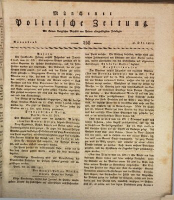 Münchener politische Zeitung (Süddeutsche Presse) Samstag 31. Oktober 1812