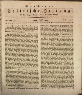 Münchener politische Zeitung (Süddeutsche Presse) Dienstag 3. November 1812