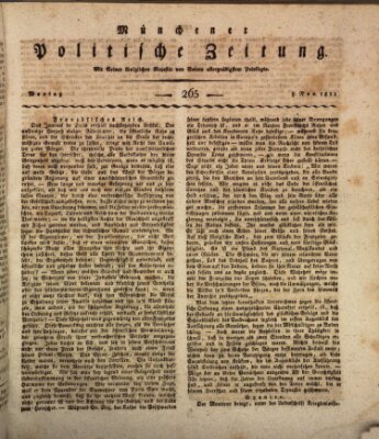 Münchener politische Zeitung (Süddeutsche Presse) Montag 9. November 1812