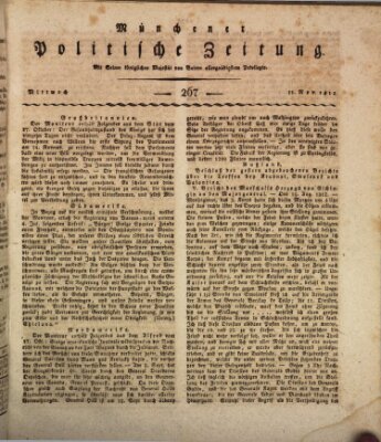 Münchener politische Zeitung (Süddeutsche Presse) Mittwoch 11. November 1812