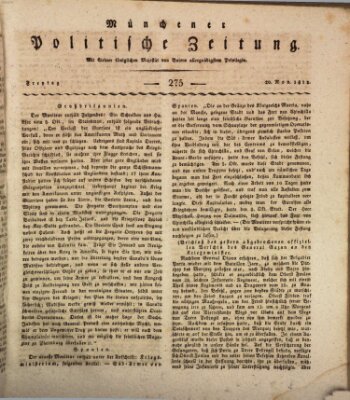 Münchener politische Zeitung (Süddeutsche Presse) Freitag 20. November 1812