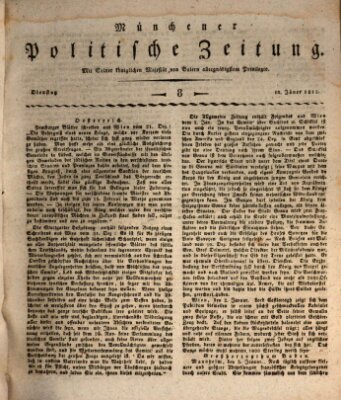 Münchener politische Zeitung (Süddeutsche Presse) Dienstag 10. Januar 1815